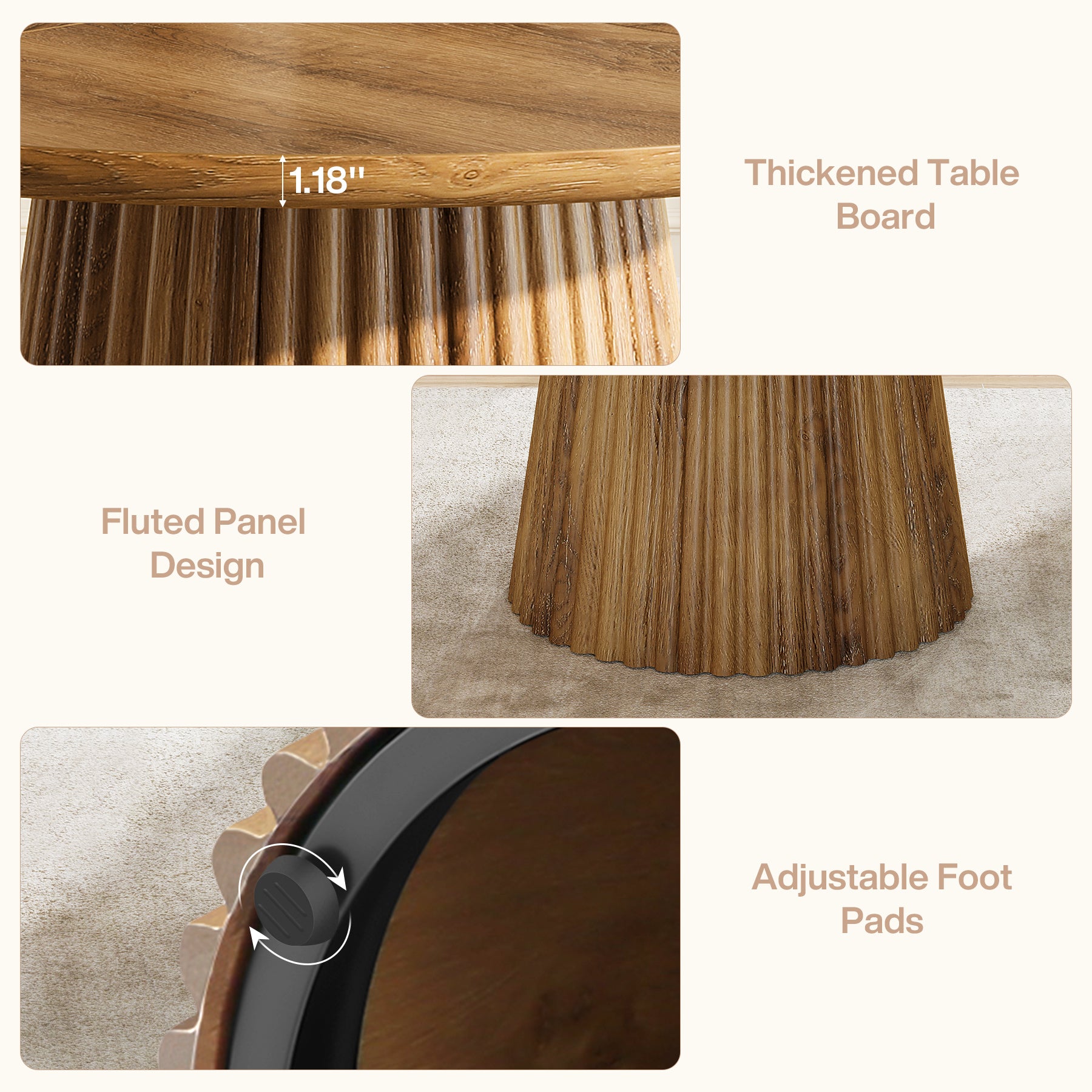 Tribesigns 120 cm Ronde Eettafel voor 4-6 Personen
