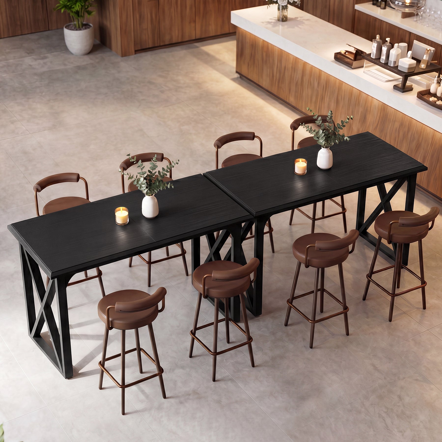 Tribesigns bartafel van 140 cm, hoge tafel in industriële stijl met metalen X-onderstel voor 2–4 personen