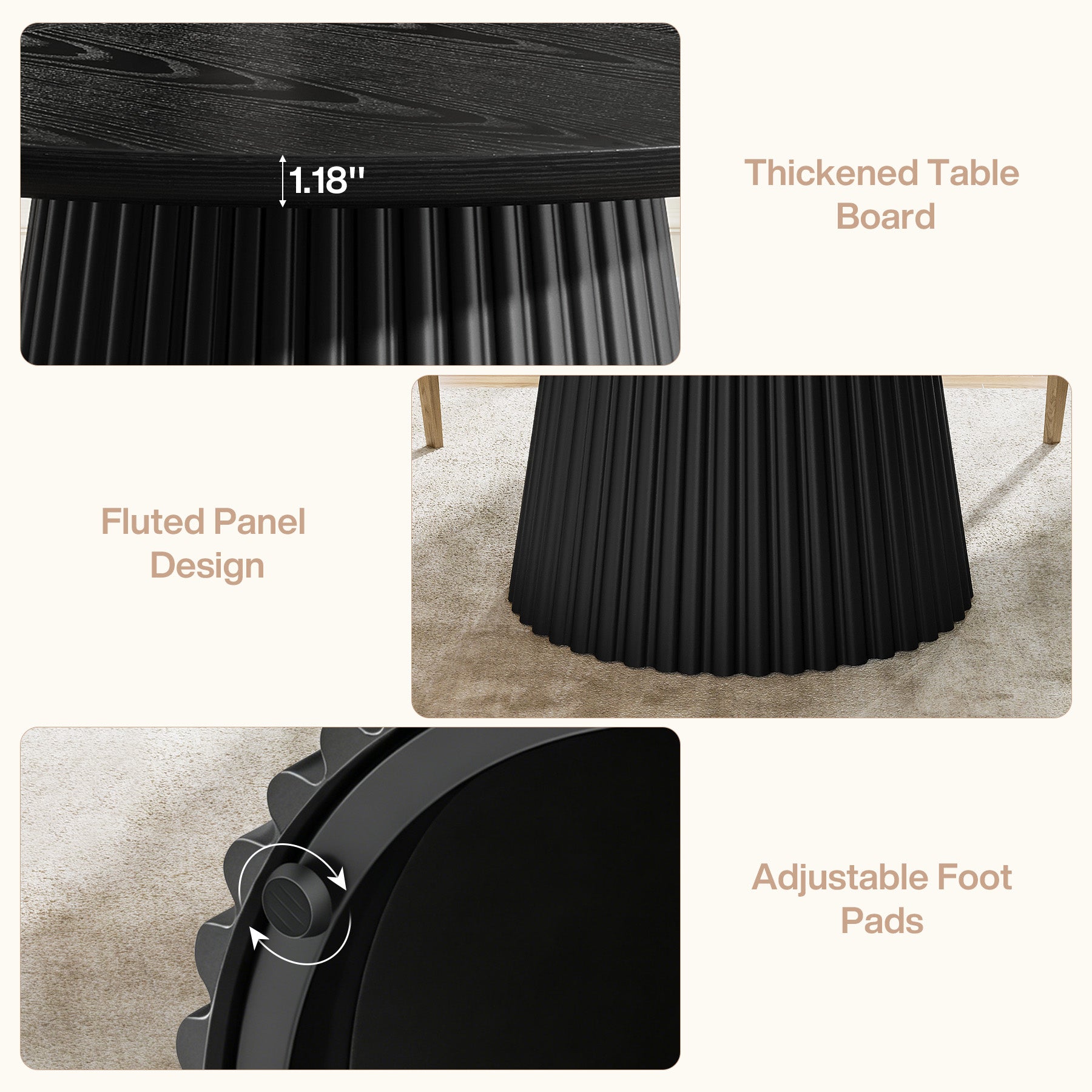 Tribesigns 120 cm Ronde Eettafel voor 4-6 Personen