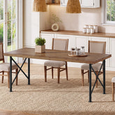 Massief houten eettafel 160 × 80 cm voor 4–6 personen, rechthoekige eettafel met X-vormig metalen frame 3