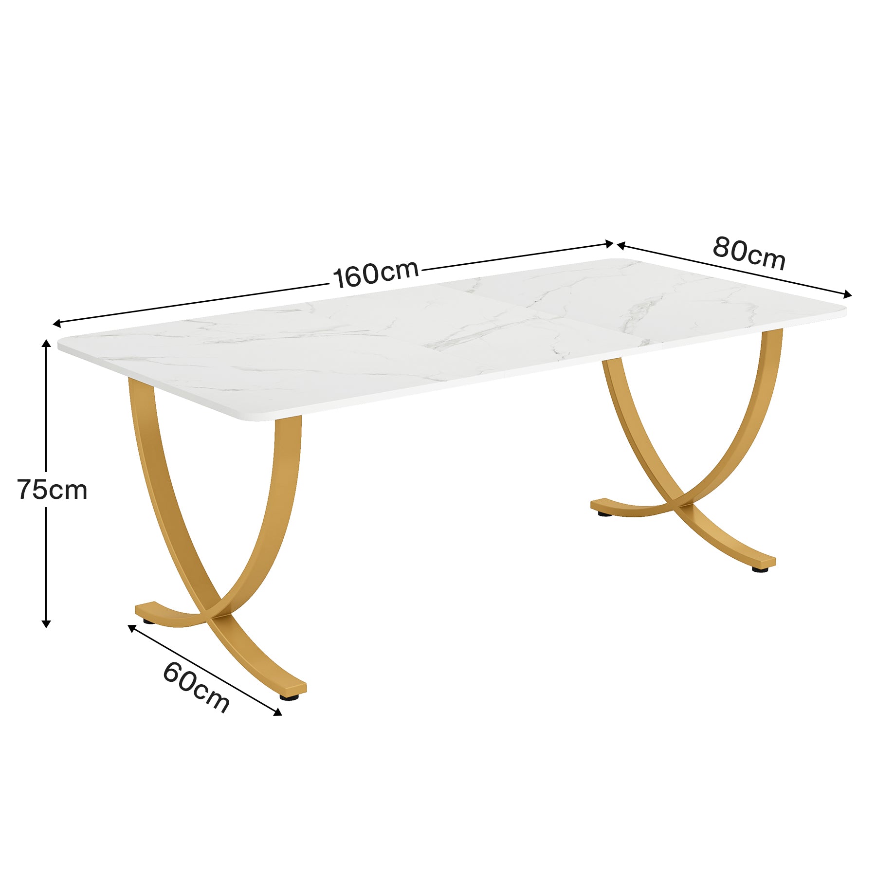 Tribesigns Kunstmarmer Bureau met Metalen Poten, Moderne Multifunctionele Tafel
