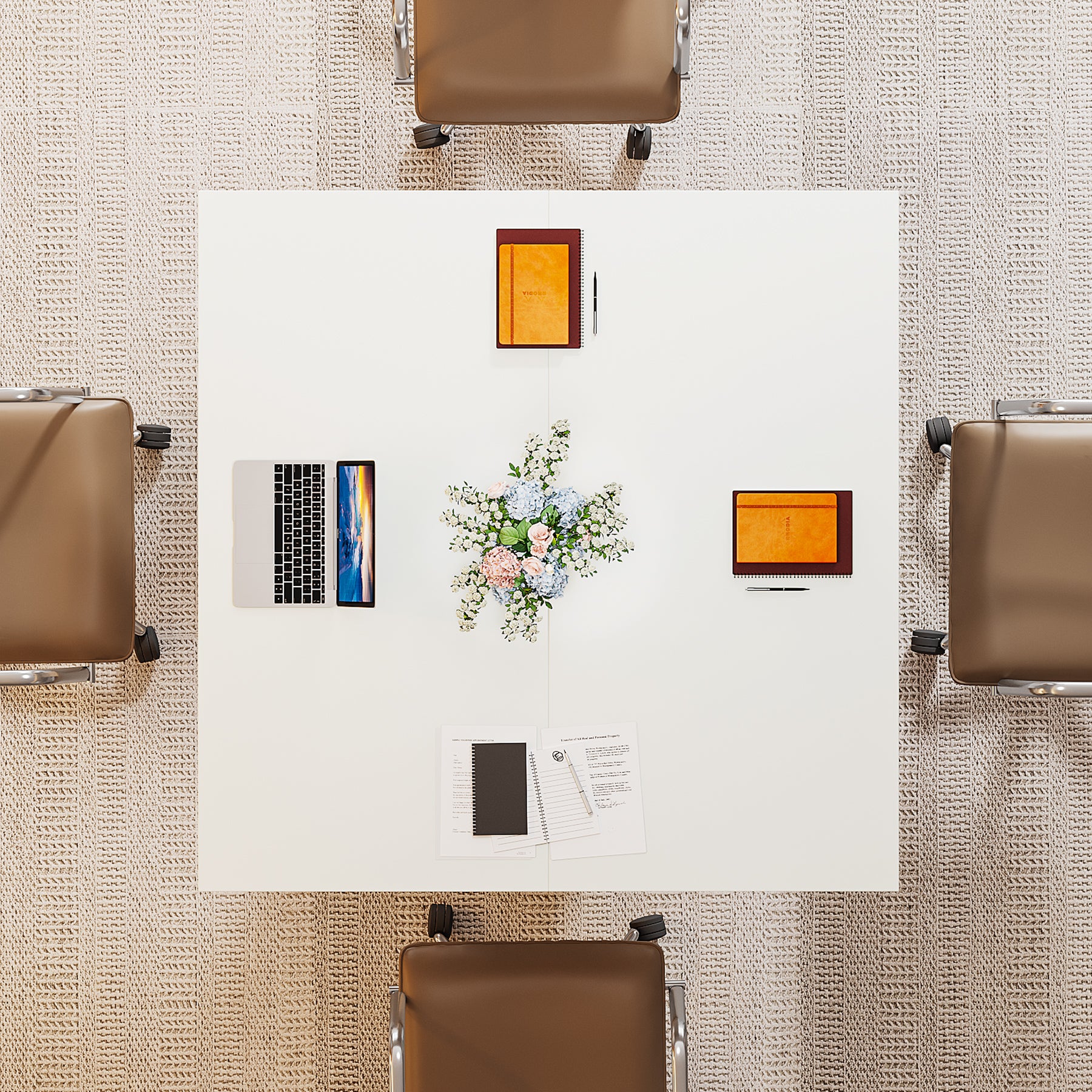 90 cm Vierkante Vergadertafel, Witte Kantoortafel voor Overleg