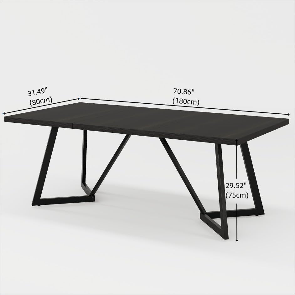 180 cm Grote Eettafel voor 6-8 Personen, Moderne Tafel met Metalen Frame voor de Eetkamer