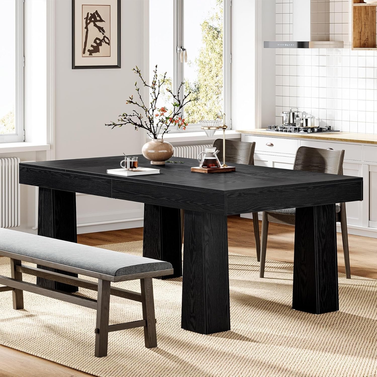 160 cm Tribesigns Eettafel, Moderne Keukentafel met Zware Getailleerde Poten