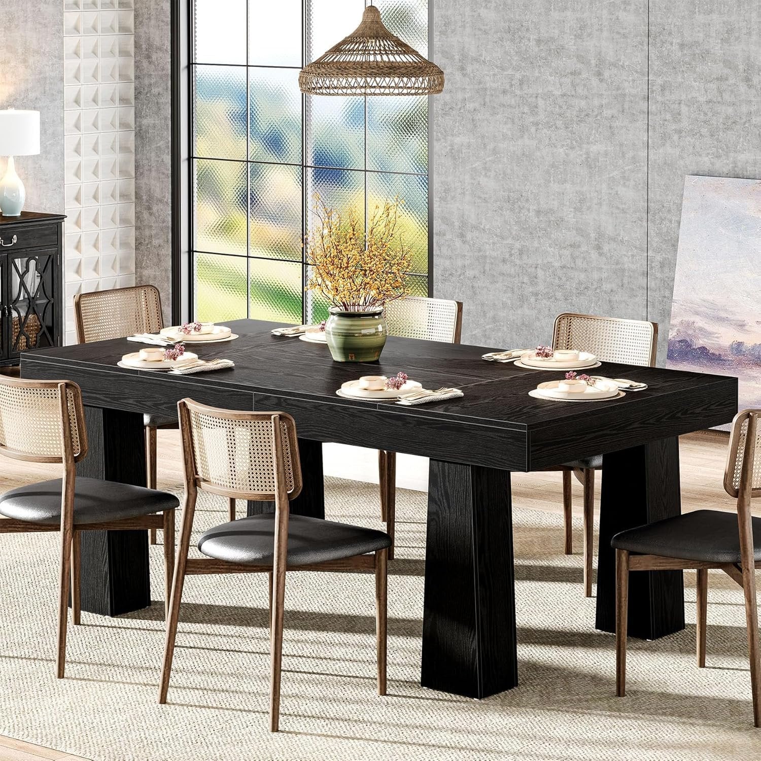 160 cm Tribesigns Eettafel, Moderne Keukentafel met Zware Getailleerde Poten