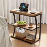 Small 61 cm Bijzettafel, Metalen Country Stijl Tafel met Opbergruimte voor Slaapkamer 3