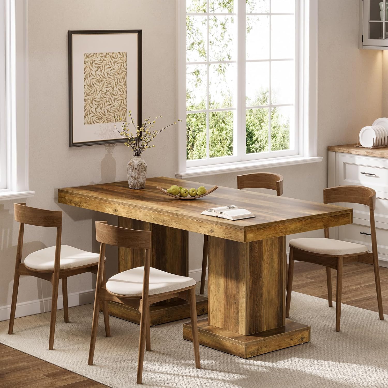 Tribesigns Vierkante Eettafel 80 cm voor 4 Personen, Rustieke Houten Keukentafel met Stevige Basis, Ideaal voor Kleine Ruimtes