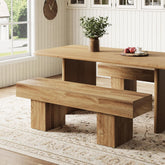 140 cm Eetkamerbank van Hout in Landelijke Stijl, Multifunctionele Binnenbank voor Slaapkamer en Hal 3