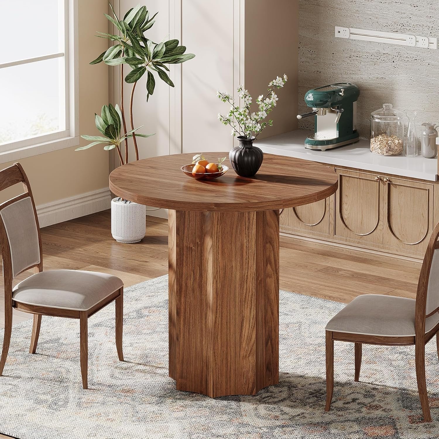 Tribesigns 80 cm Ronde Tafel voor 2 Personen, Eettafel of Bijzettafel in Notenhout