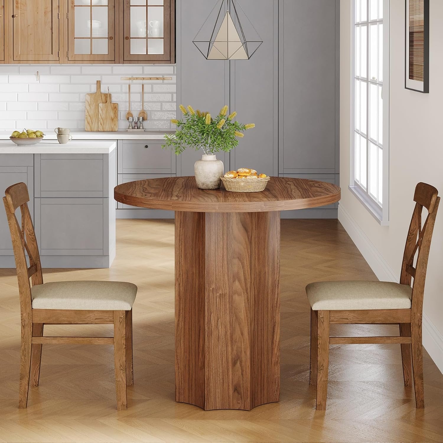 Tribesigns 80 cm Ronde Tafel voor 2 Personen, Eettafel of Bijzettafel in Notenhout