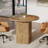 80 cm Tribesigns Ronde Vergadertafel, Met Houten Gecanneleerde Voet voor Ruimtebesparing 3