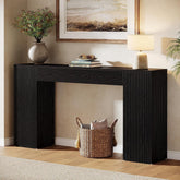 Tribesigns Sidetable van 160 cm van MDF, smalle haltafel met geribbeld front 3
