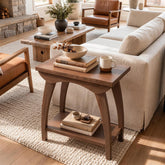Tribesigns 60 cm ronde bijzettafel van massief hout met 2 legplanken 3