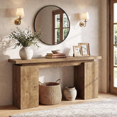 Tribesigns 160 cm consolentafel met modern geometrisch design en natuurlijke houtlook 3