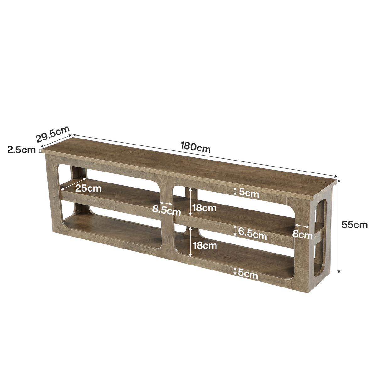 180 cm Tribesigns smalle schoenenbank met 2 open opbergplanken, extra lange halbank met rustieke houtlook