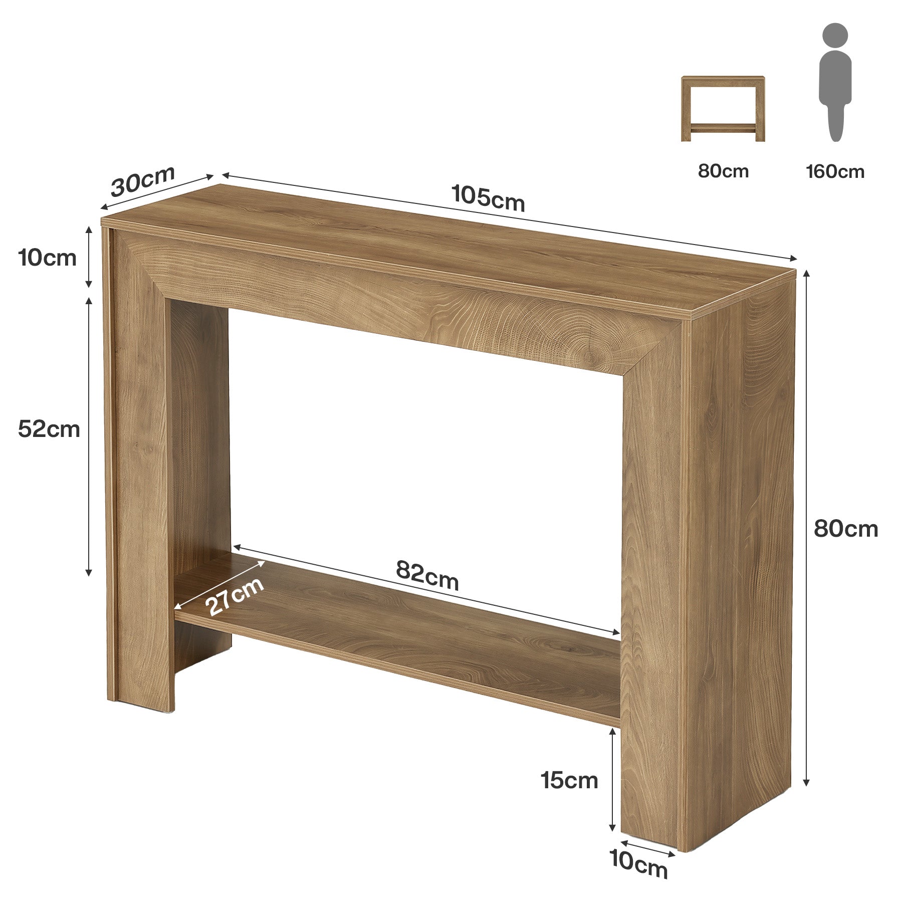 105 x 30 x 80 cm Tribesigns smalle consoletafel met open opbergruimte, haltafel voor entree en woonkamer