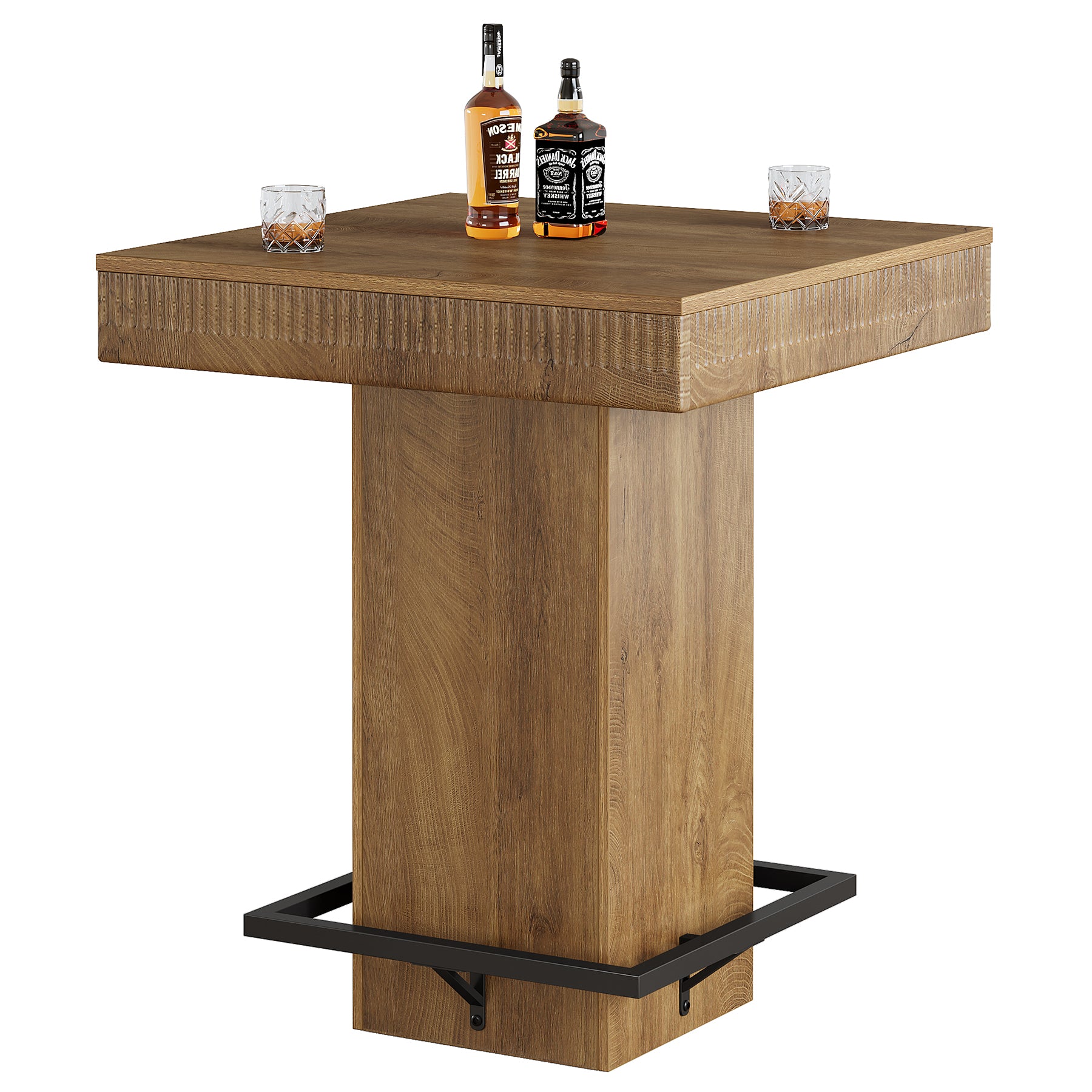 80 cm Vierkante Bartafel, Industriële Bistro Pubtafel met Metalen Voetensteun