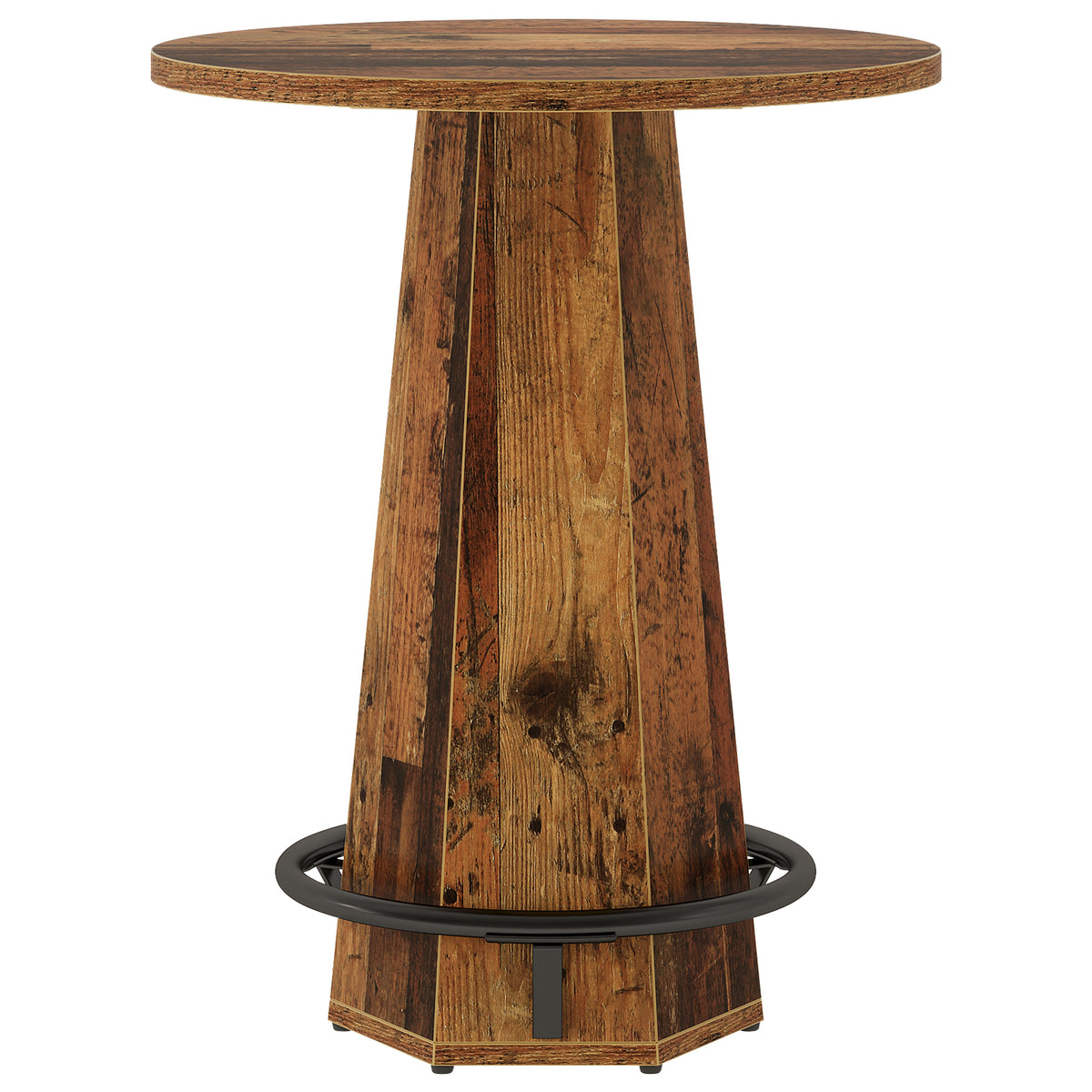 100 cm Ronde Bartafel voor 2 Personen, Industriële Eettafel met Voetenring