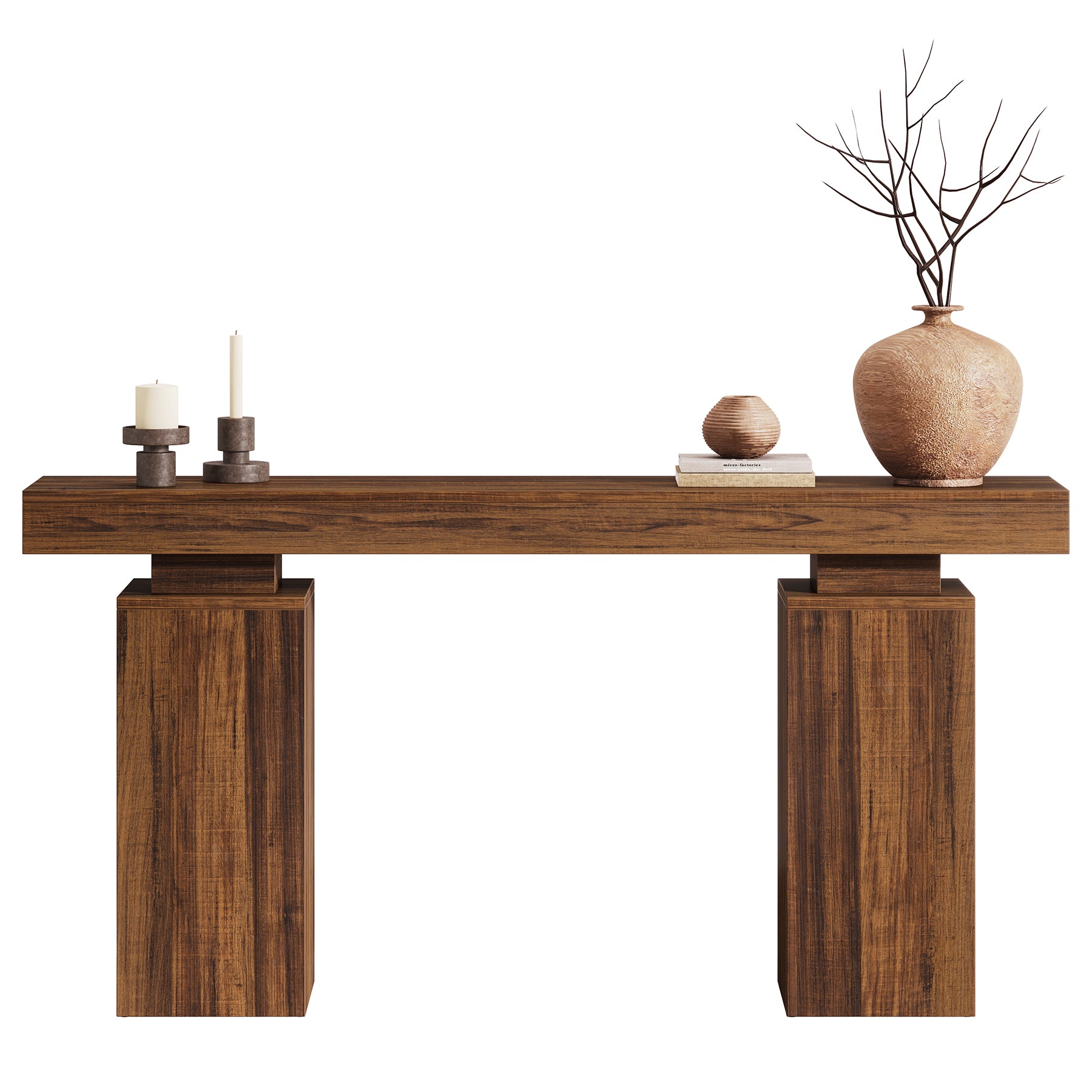 Consoletafel van 160 cm in landhuisstijl voor hal en achter de bank, moderne houten sidetable voor woonkamer en entree