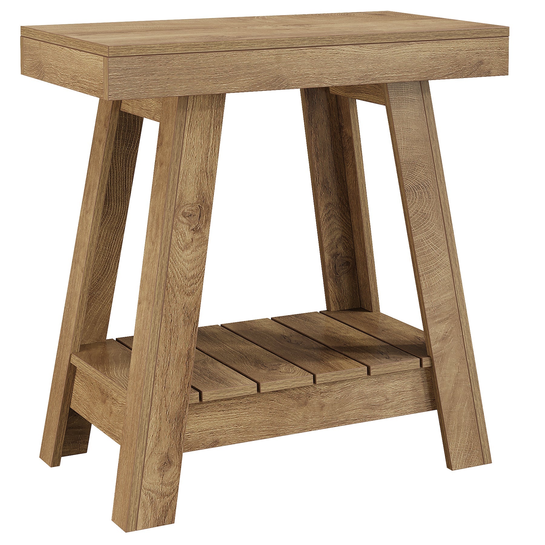 Tribesigns bijzettafel met 2 legplanken, nachtkastje in landelijke stijl in grijs, smalle banktafel