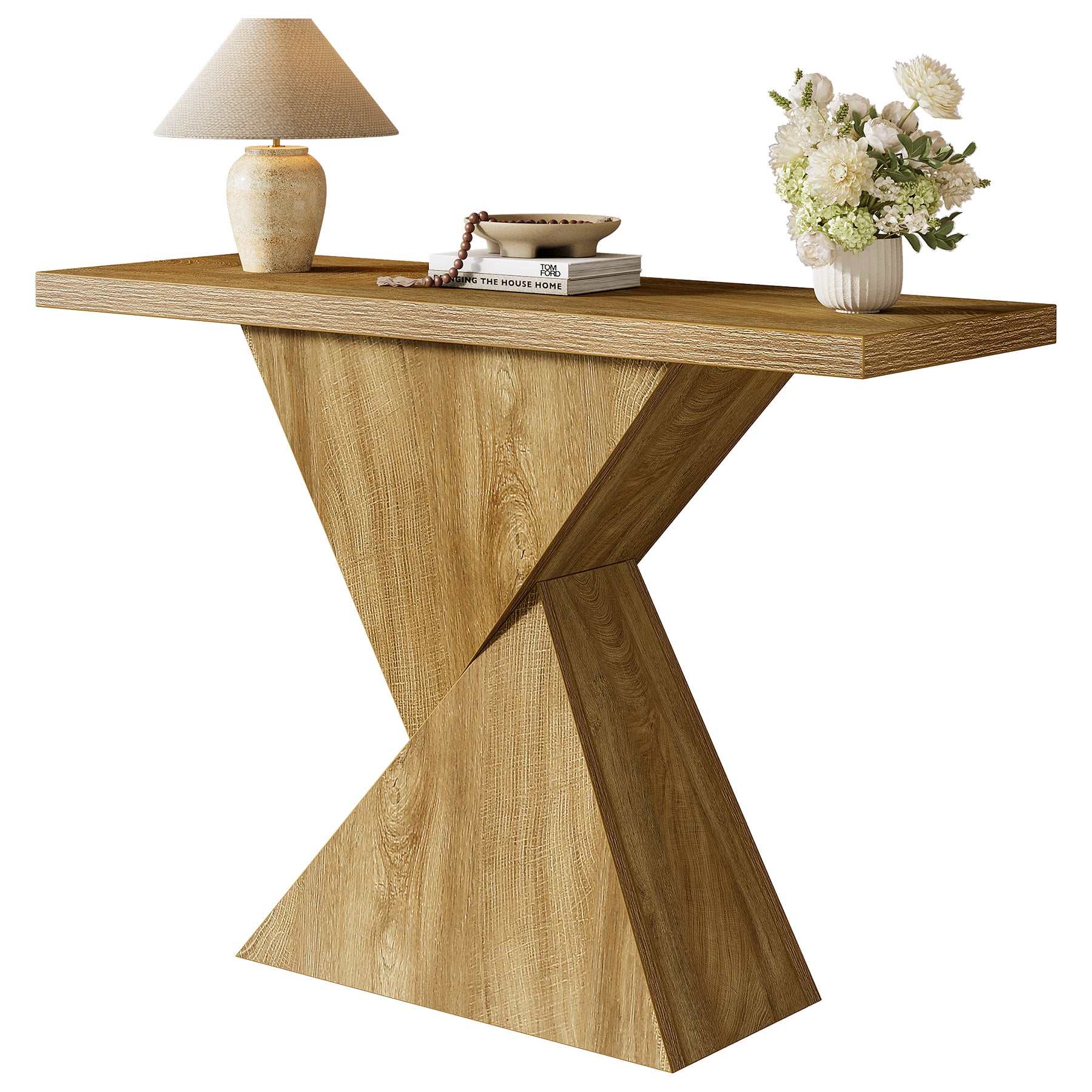 105 cm Geometrische Consoletafel, Smalle Landelijke Banktafel
