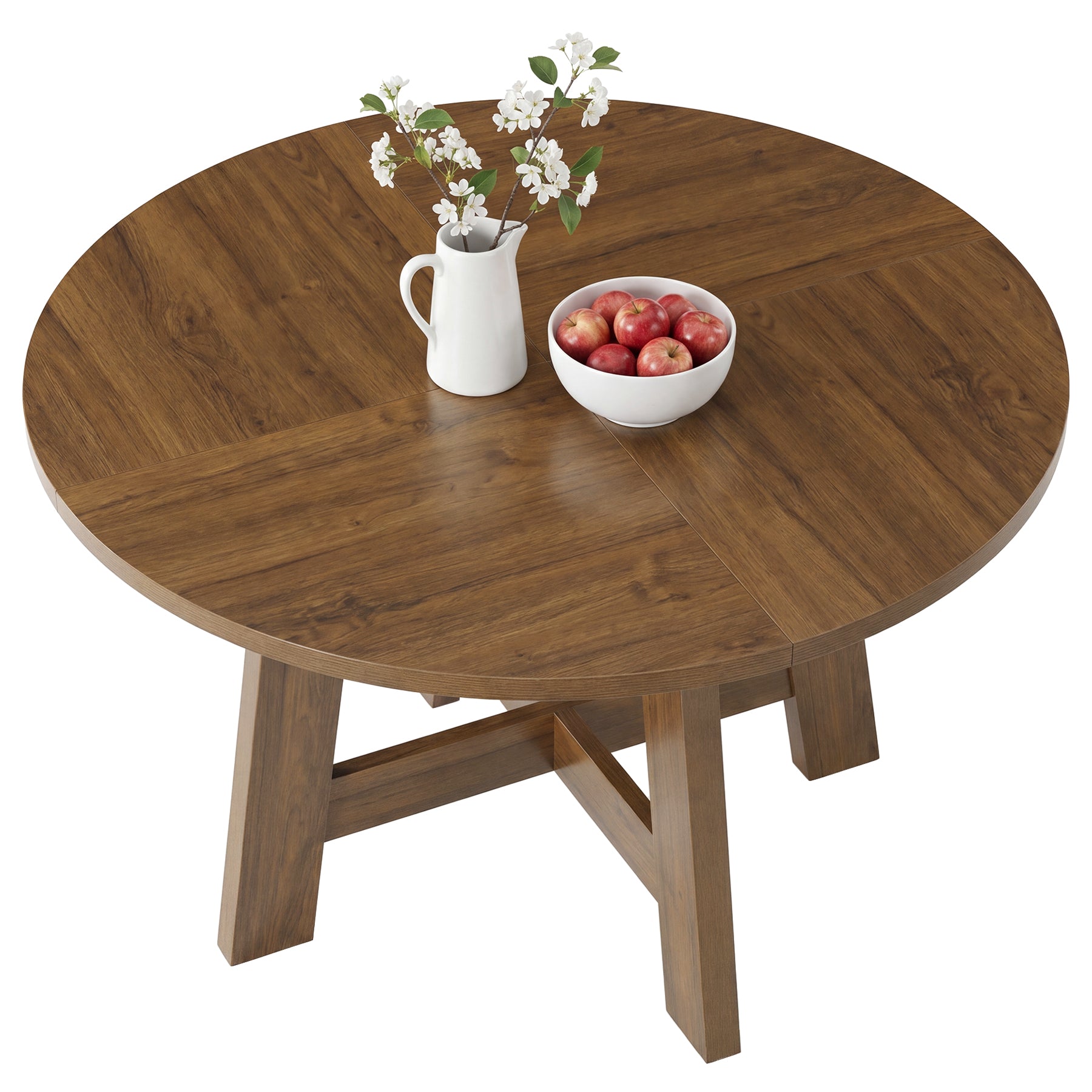 Tribesigns 118 cm ronde eettafel, farmhouse keukentafel met kruissteun voor 4-6 personen