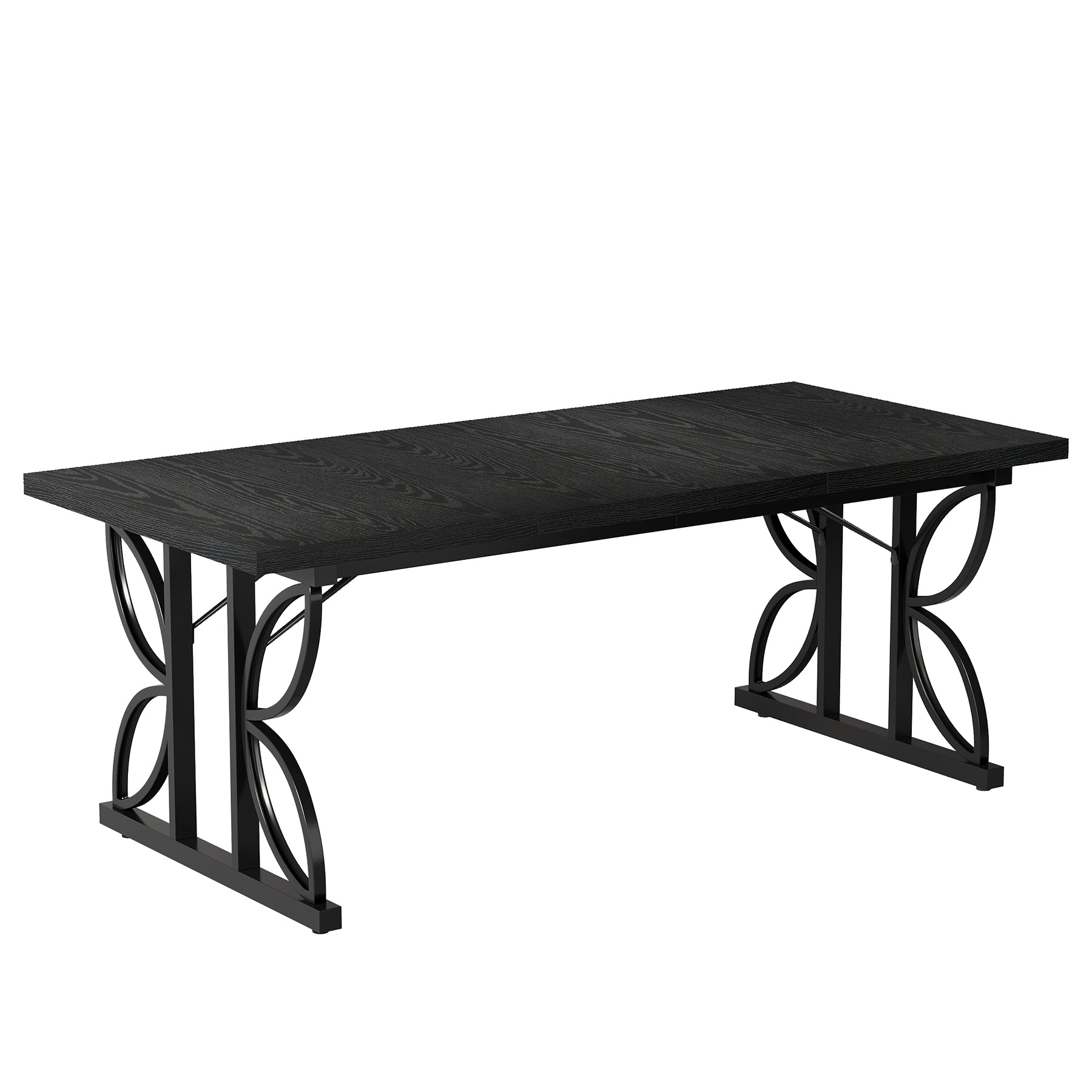 180 cm industriële Rechthoekige Eettafel, Keukentafel met Metalen Onderstel in Bruin