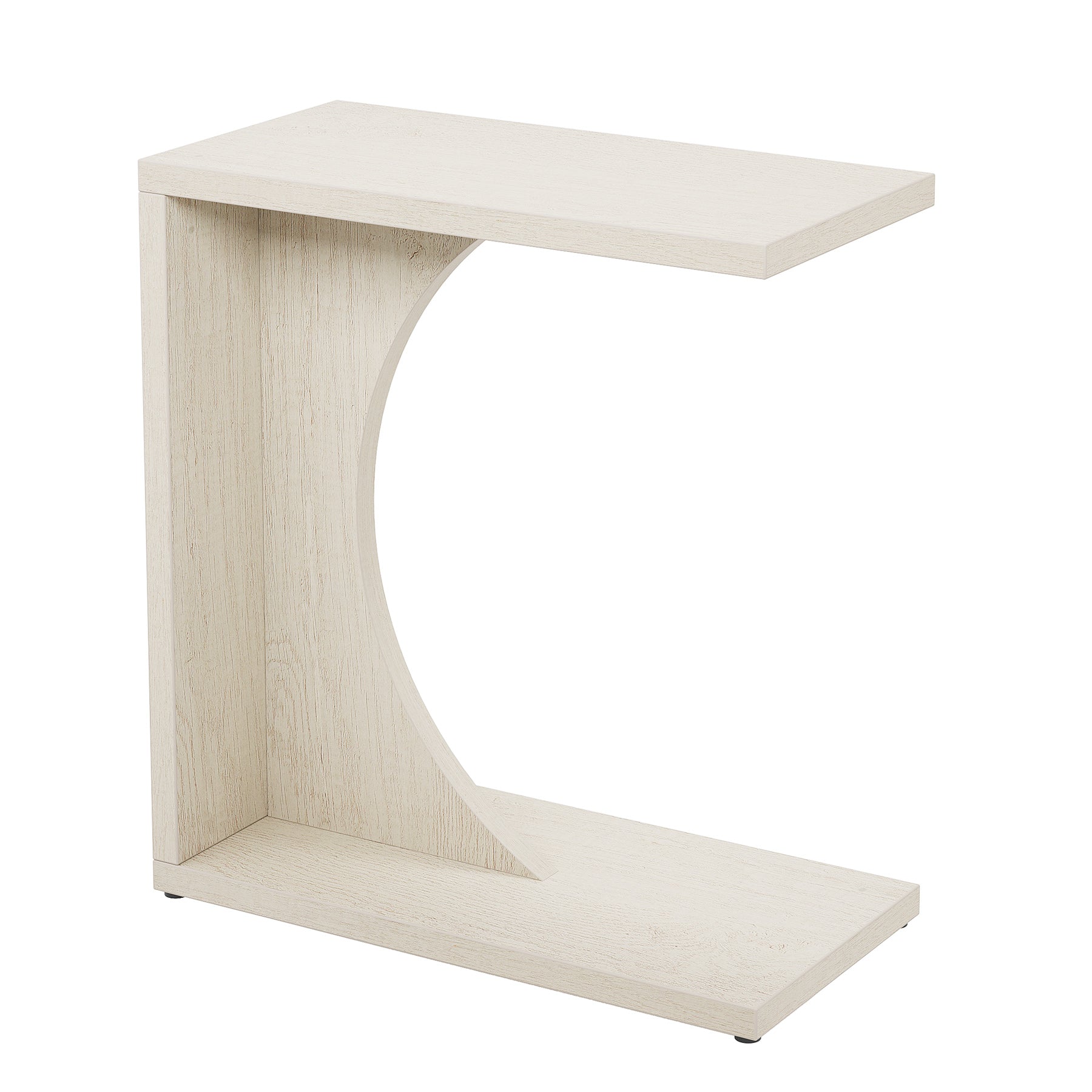 C-vormige Bijzettafel van Hout, Smalle Rustieke Tafel met Dienblad voor Woonkamer