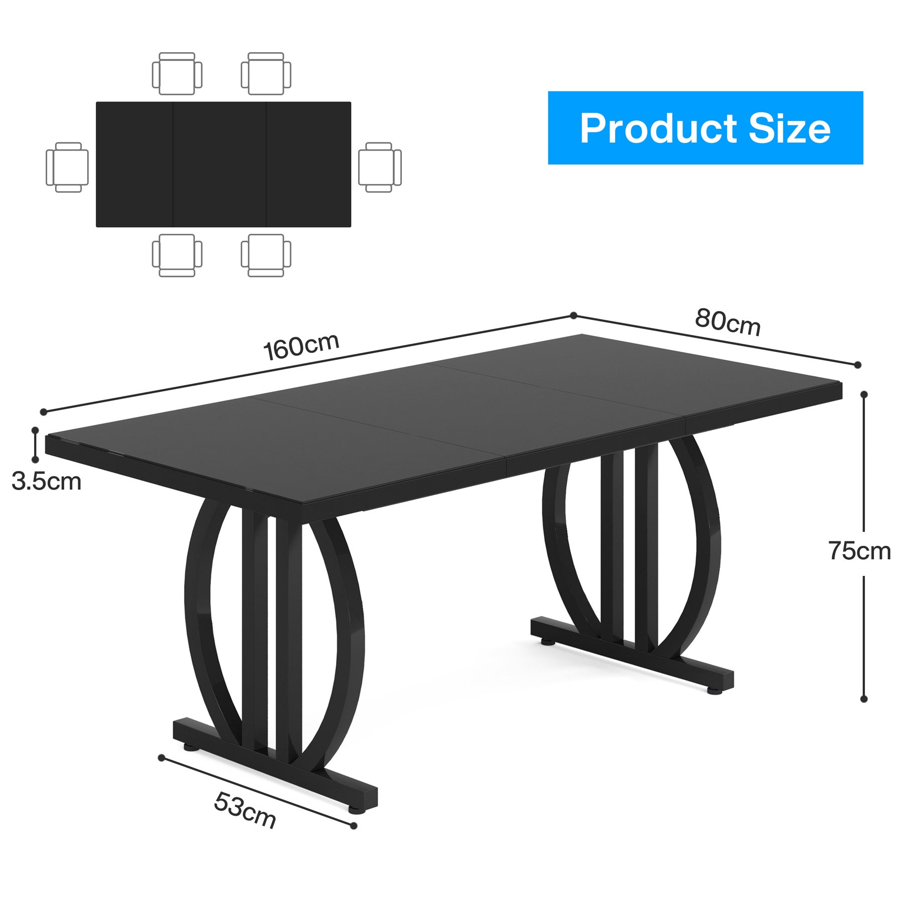 Licht Zwart Bureau 160 cm, Modern Design met Metalen Frame voor Kantoor en Studie