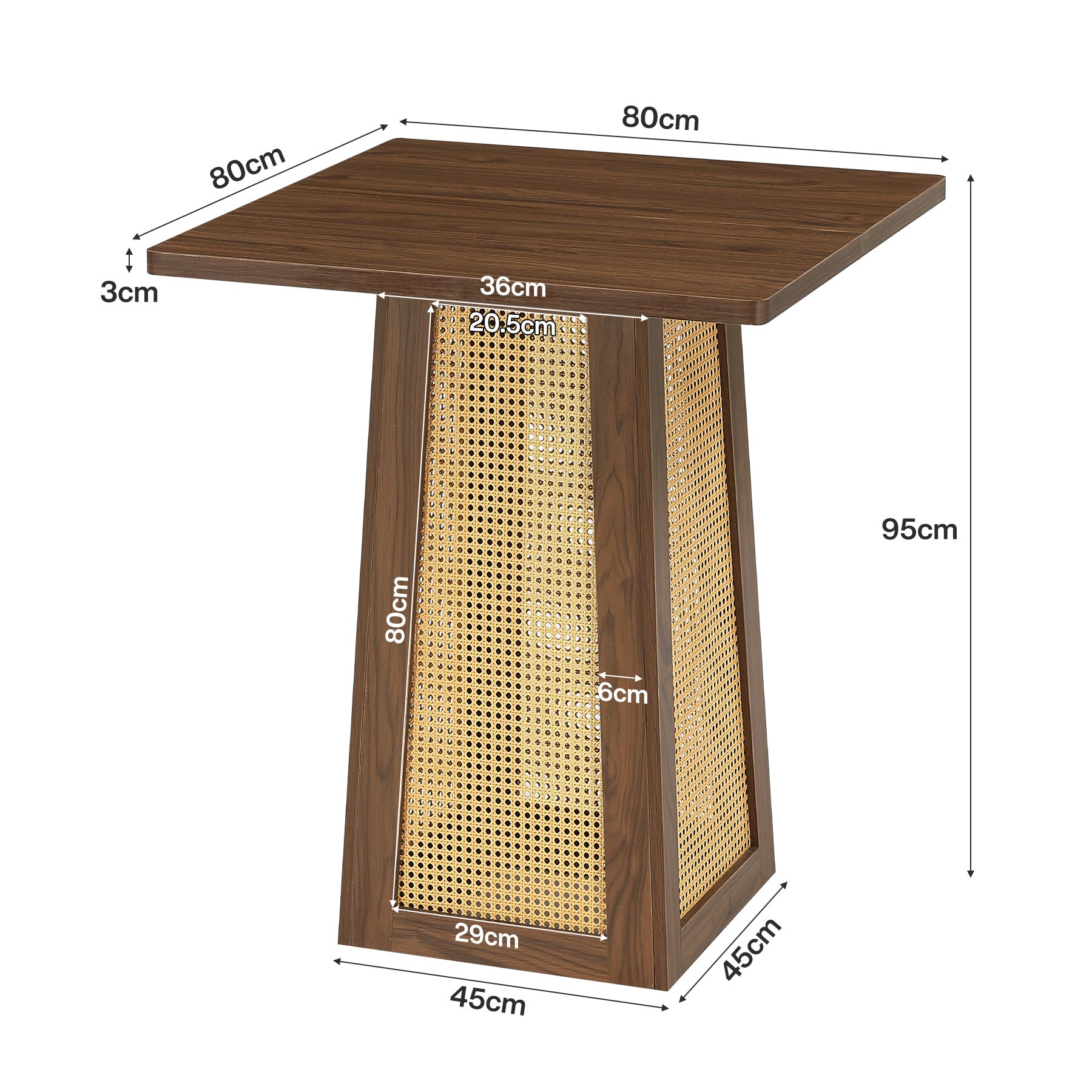80 x 80 cm Tribesigns vierkante bistrotafel met voetstuk, bartafel voor thuisbar woonkamer en kleine ruimtes