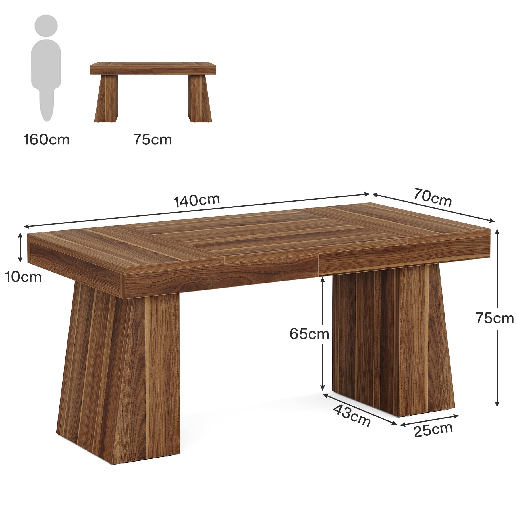 140 cm Modern Houten Computerbureau voor Thuiskantoor