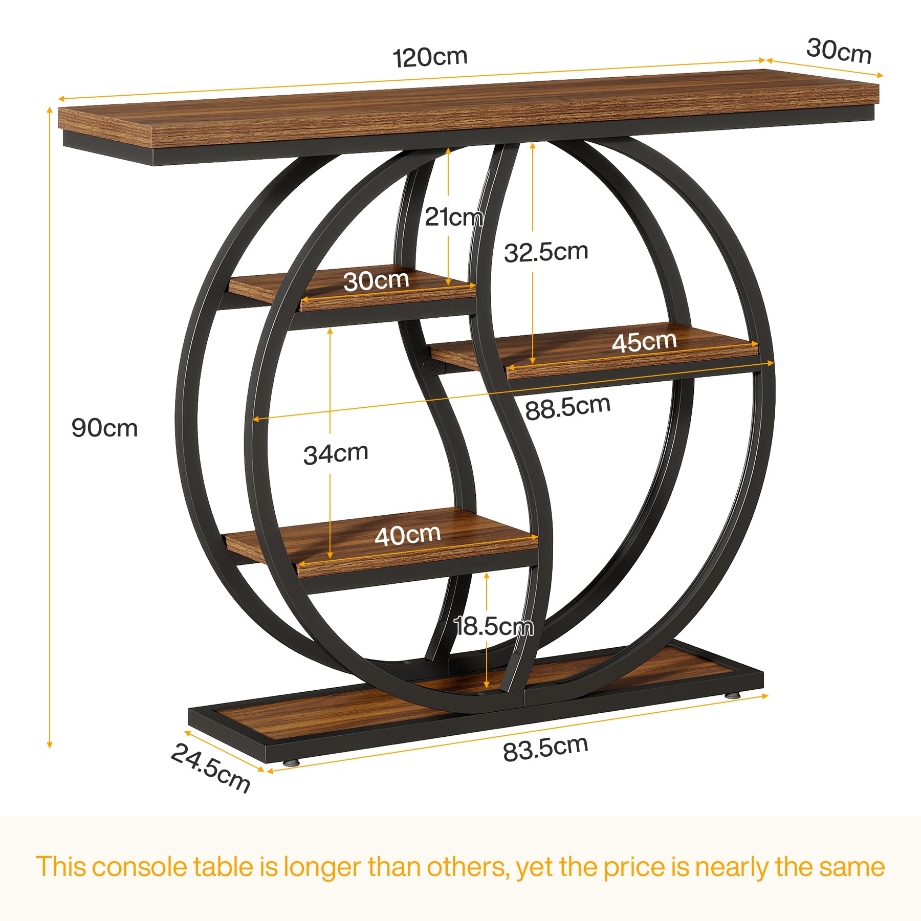 Tribesigns 120 cm Consoletafel, 5-Laags Industriële Haltafel