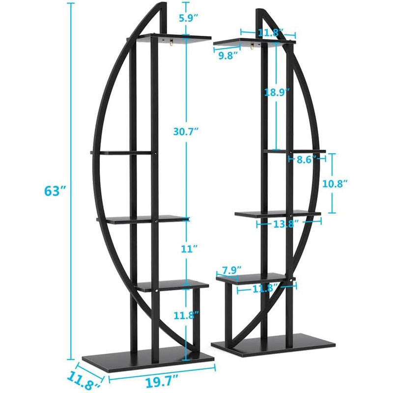 160 cm 5-laags Plantenstandaard, Gebogen Design voor Binnen en Buiten