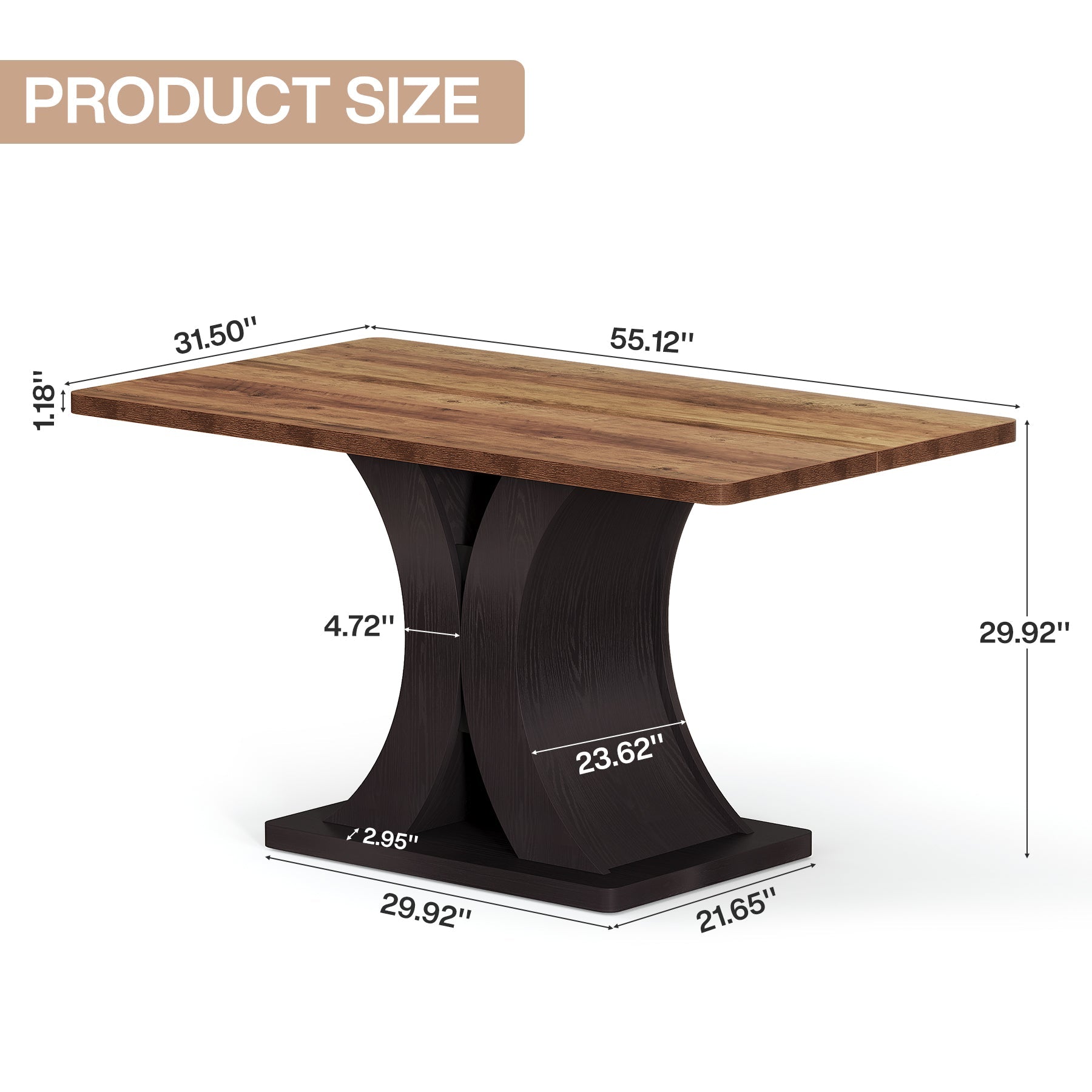 Tribesigns Eettafel 140 cm voor 4–6 personen, Rechthoekige Keukentafel in Landelijke Stijl met Stevige Metalen Voet