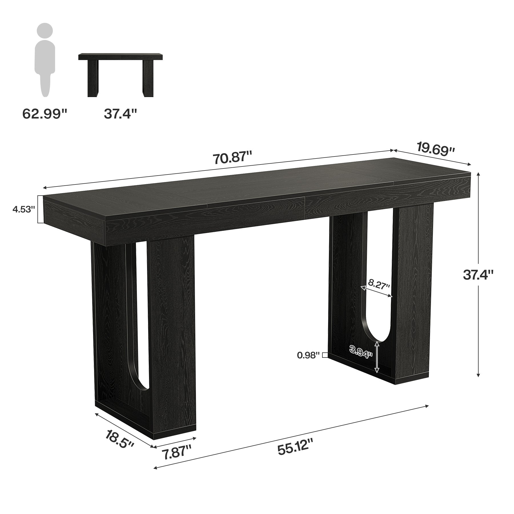 Tribesigns Bartafel 180 cm, Hoge Tafel op Barhoogte, Moderne Statafel voor Keuken, Bar en Eetkamer