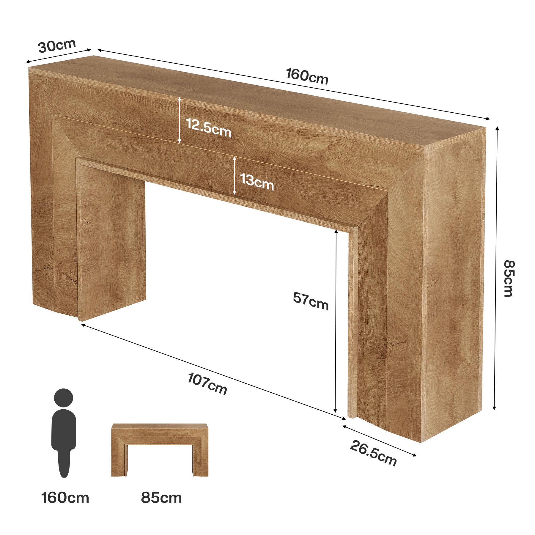 160 cm Tribesigns lange consoletafel met smal profiel, rustieke haltafel voor entree en woonkamer