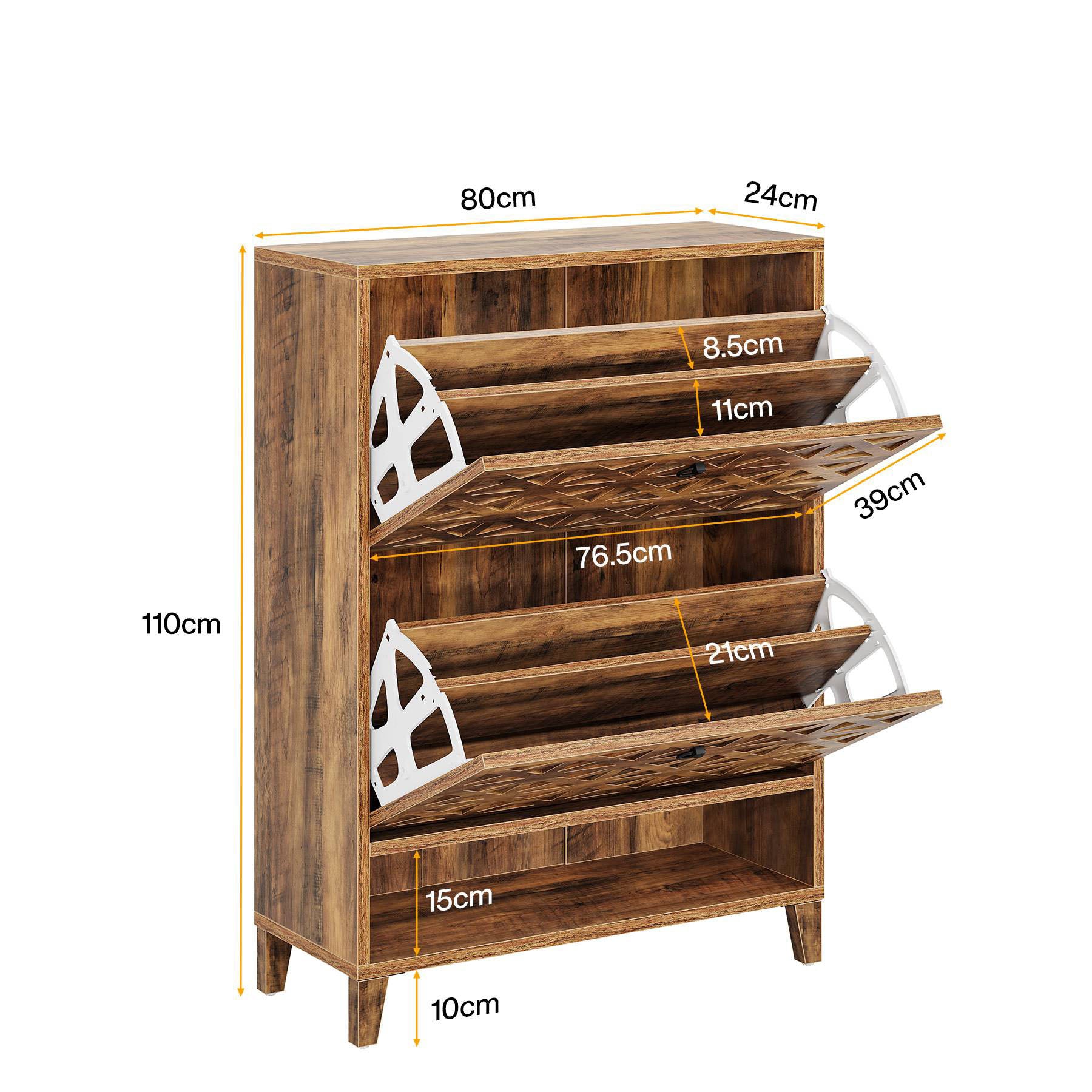 Tribesigns Schoenenkast 2 Klapladen 80x24x110 cm Smal Hal Meubel