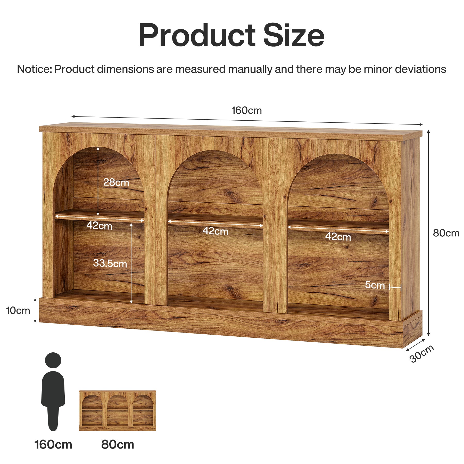 160 cm Boerderij Console, Lange Houten Tafel met Drie Planken voor Hal en Woonkamer