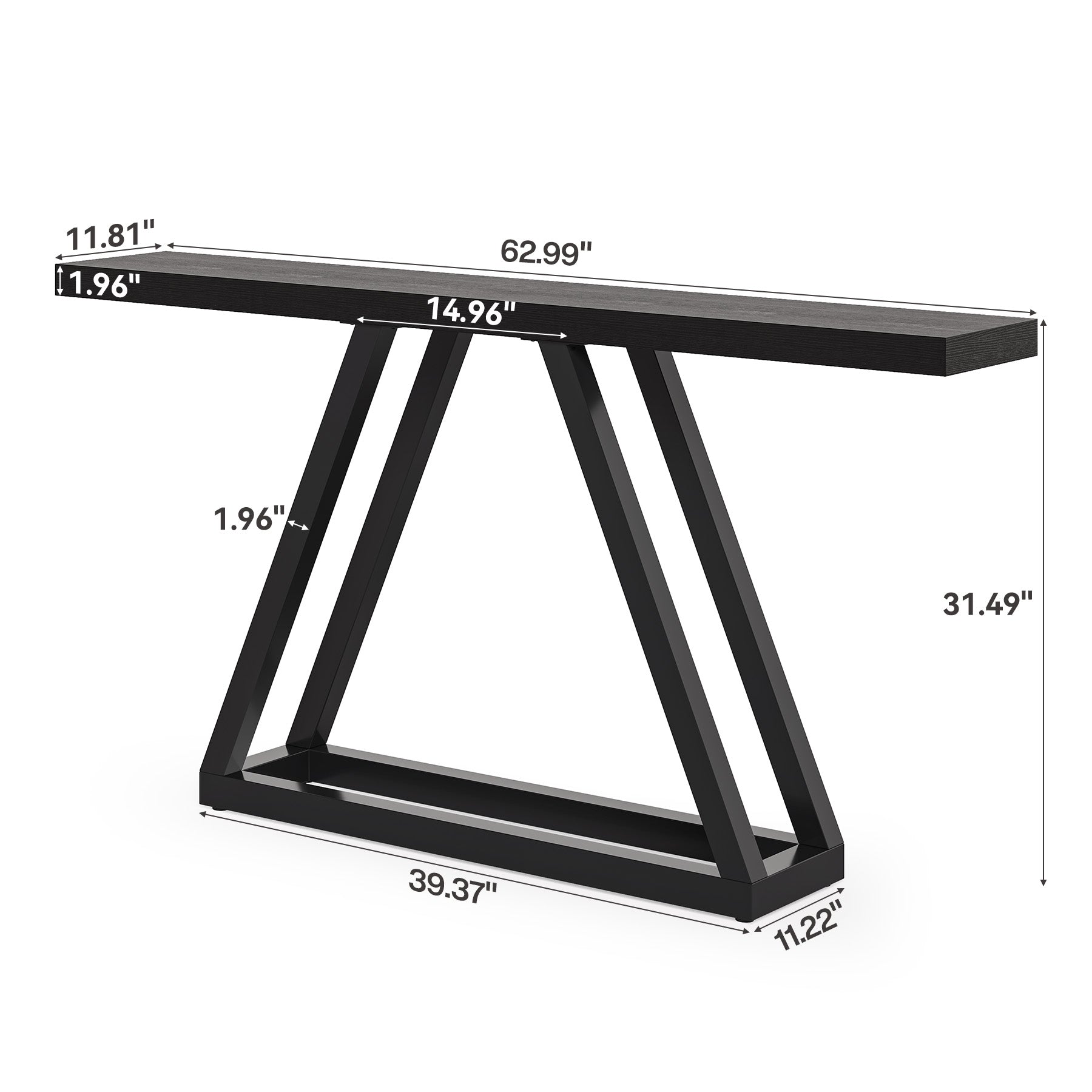 160 cm Moderne Consoletafel, Industriële Smalle Banktafel van Hout voor Entree en Woonkamer
